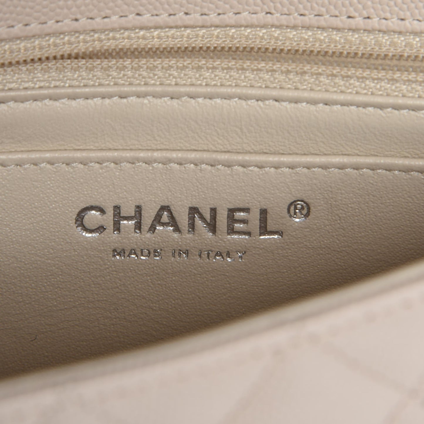 Caviar Quilted Mini Rectangular Flap Light Beige