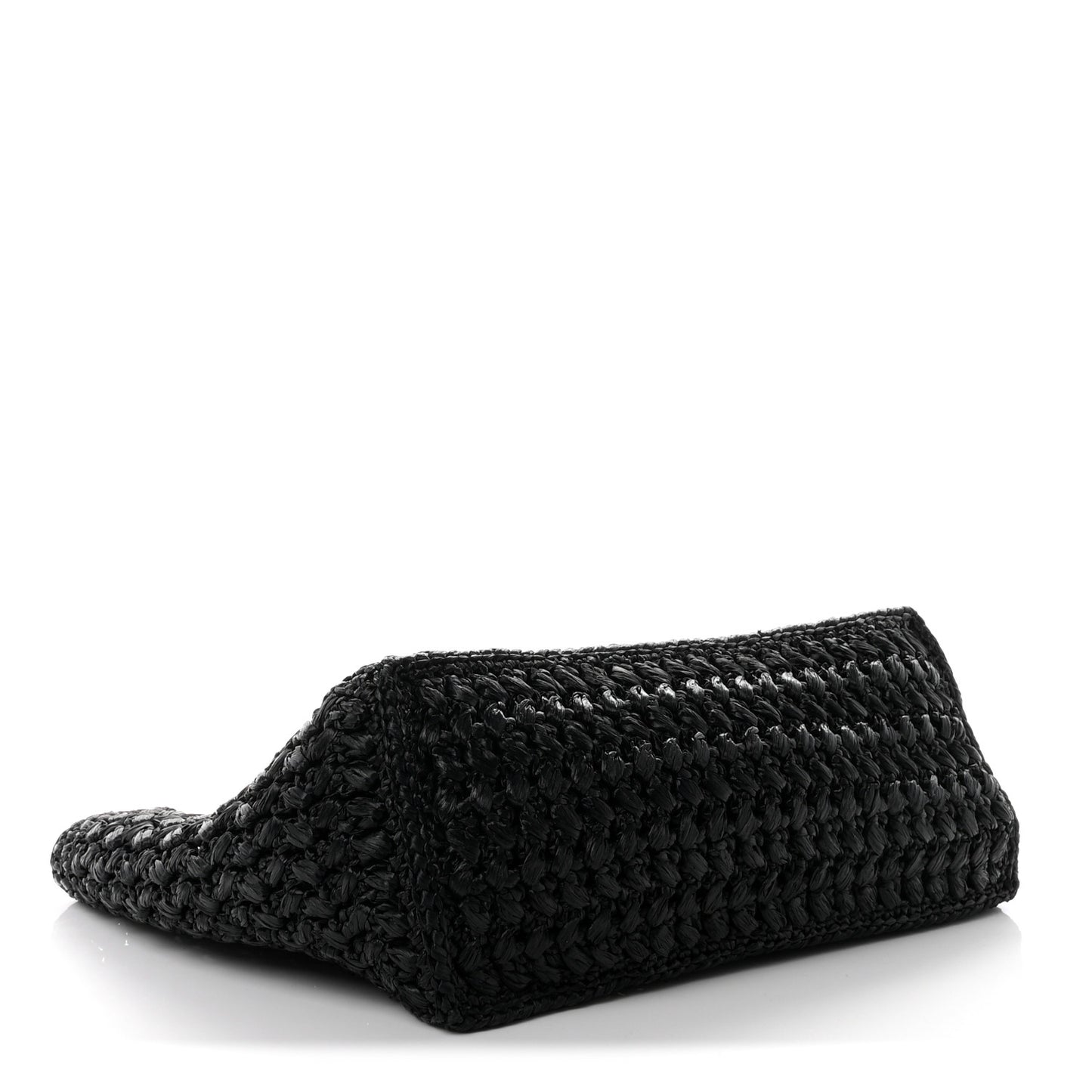 Raffia Effect Calfskin Coco Beach Shopping Tote Black