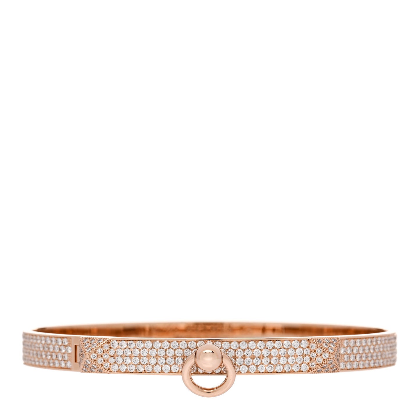 18K Rose Gold Diamond PM Collier De Chien Full Pave Bracelet LG