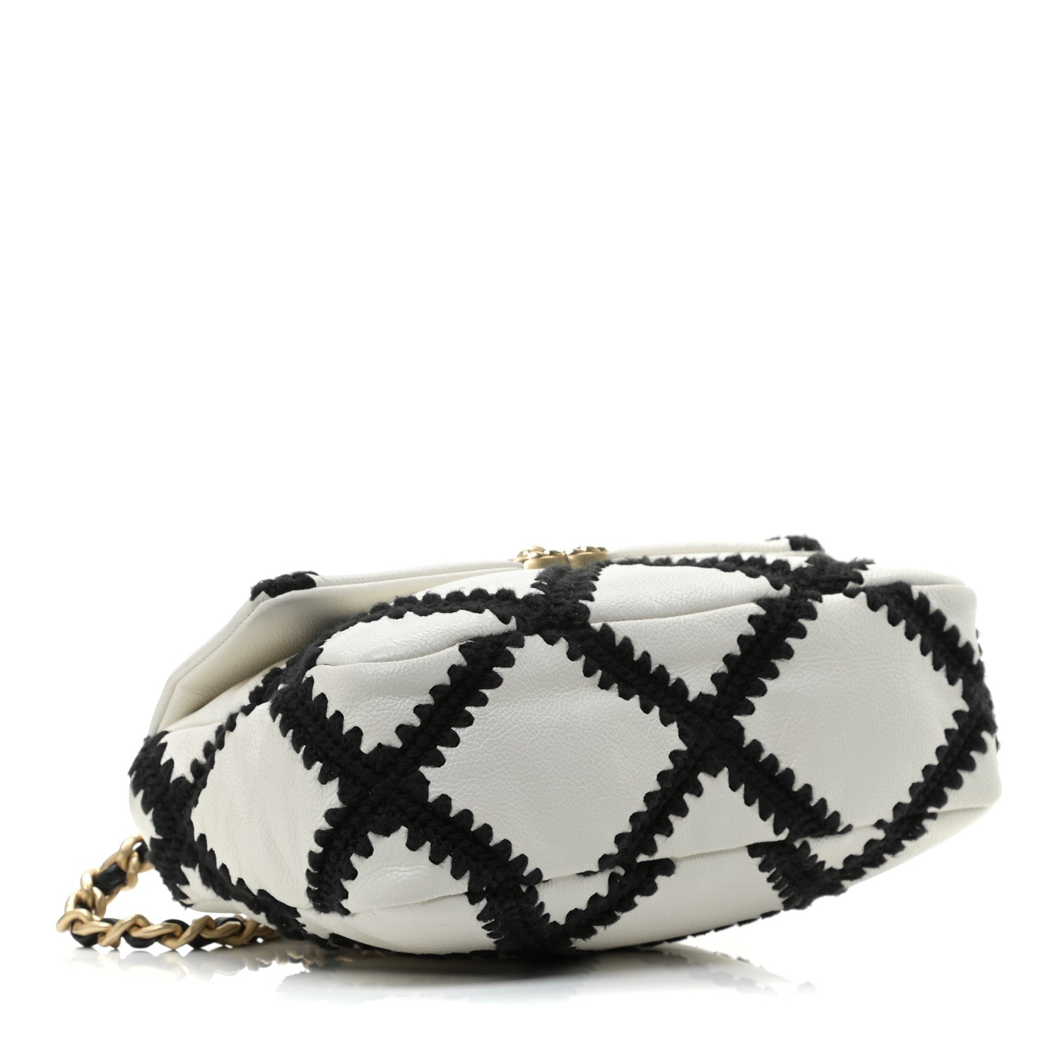 Chanel Calfskin Crochet Medium Chanel 19 Flap White Black 3 of 8