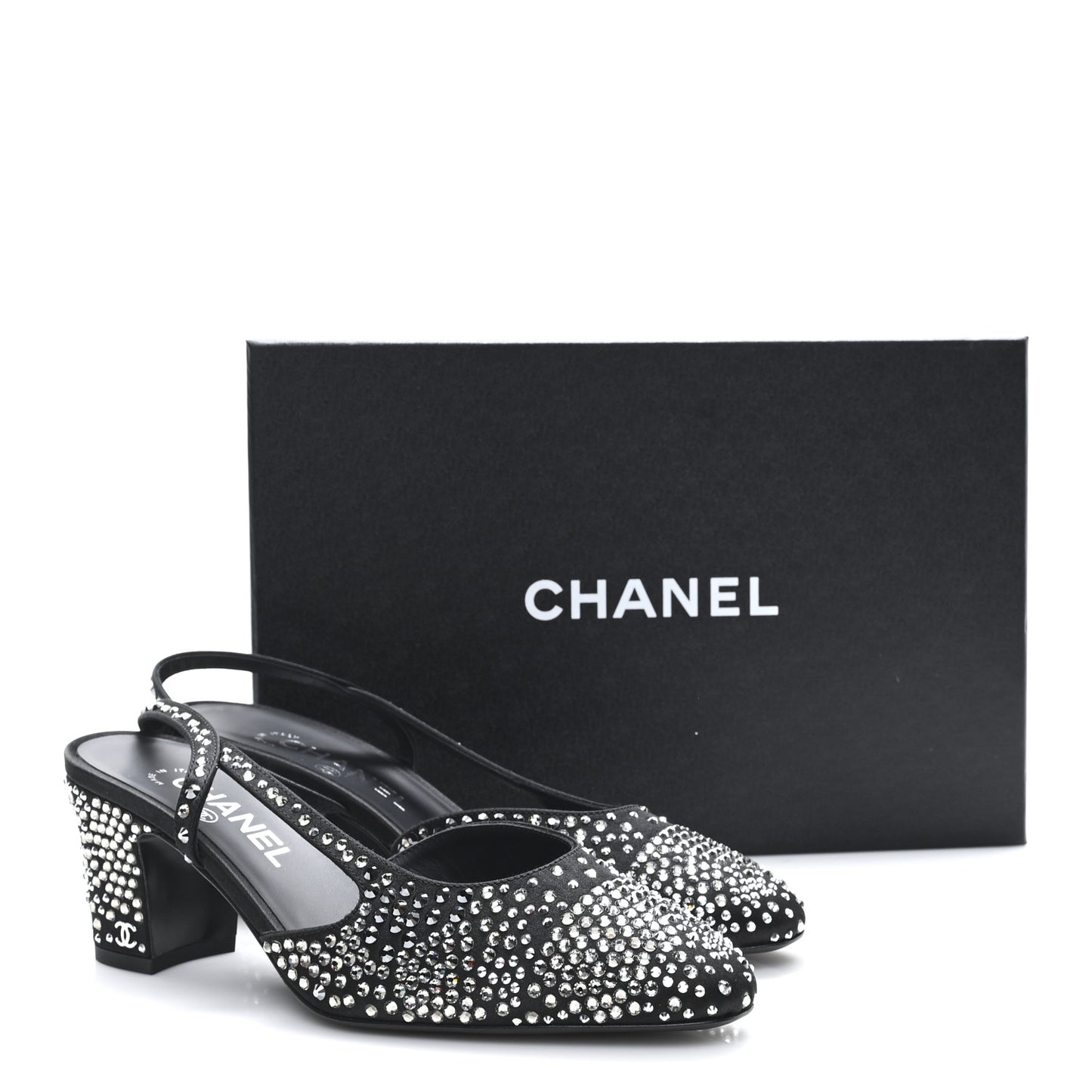Strass Cap Toe CC Slingback Pumps 38.5 Black