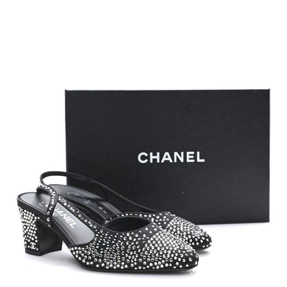 Chanel Strass Cap Toe CC Slingback Pumps 38.5 Black 10 of 10