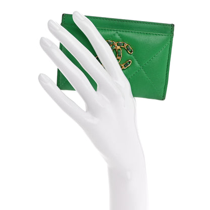 Chanel Lambskin Quilted Chanel 19 Card Holder Green 2 of 15