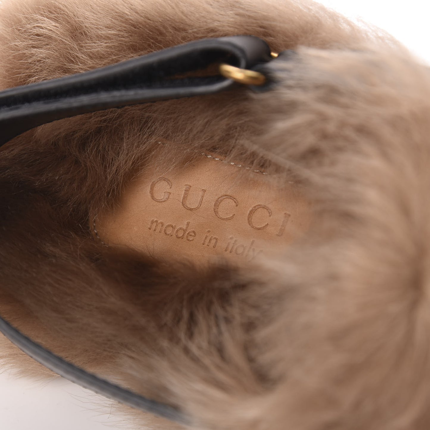 Calfskin Fur Mens Horsebit River Slingback Slippers 8 Black