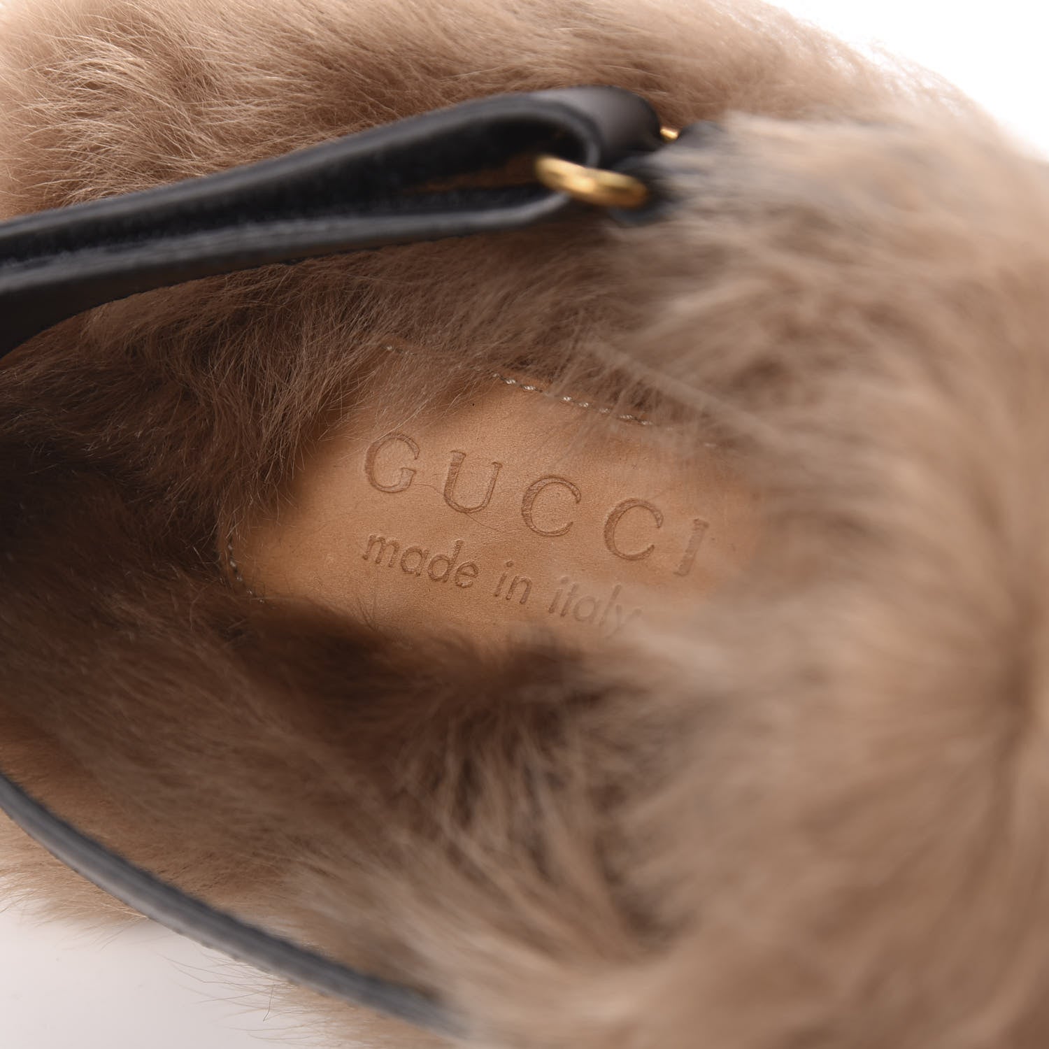 Gucci Calfskin Fur Mens Horsebit River Slingback Slippers 8 Black 5 of 8