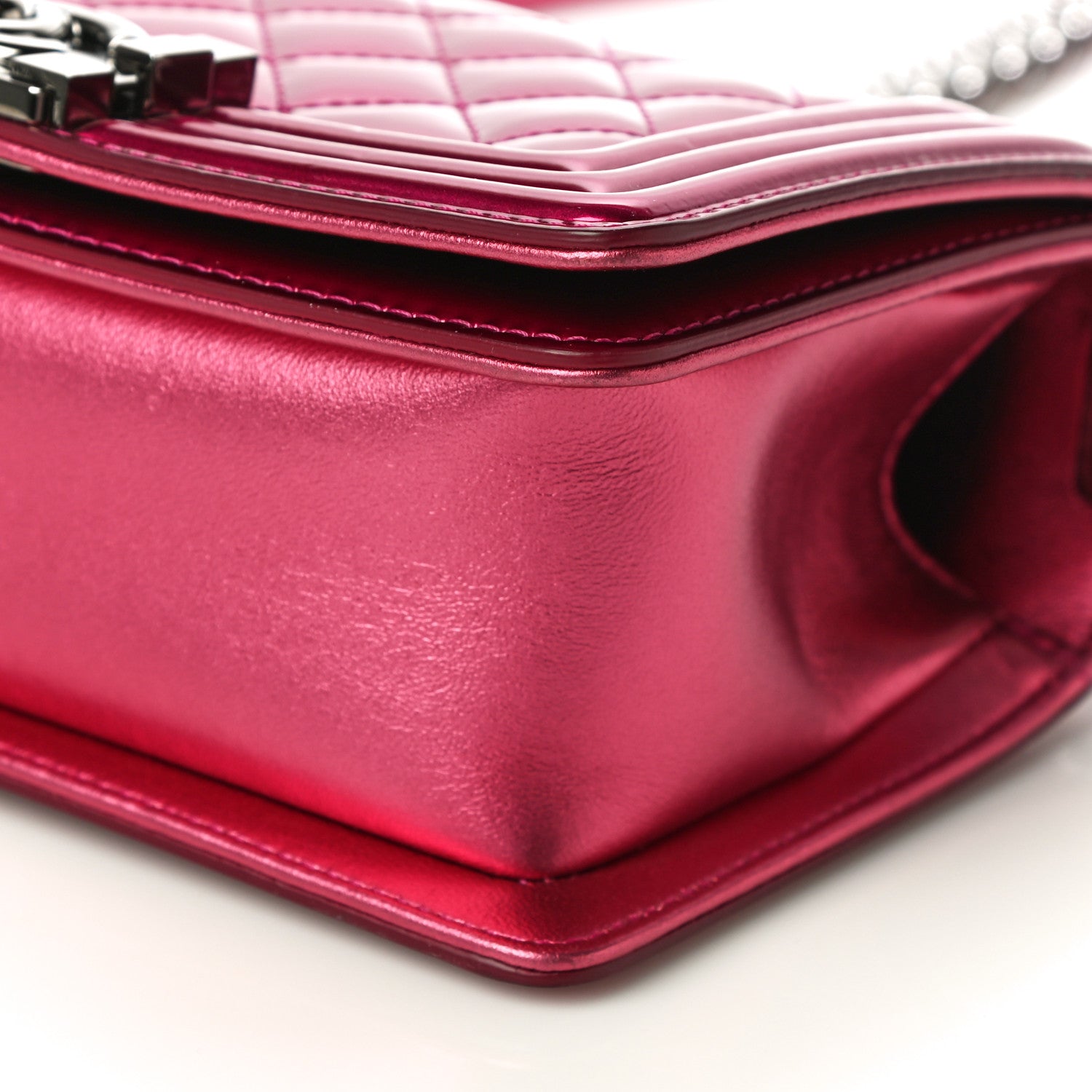 Chanel Metallic Patent Calfskin Quilted Small Boy Flap Pink 9 of 9