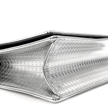 Christian Dior Metallic Patent Micro-Cannage Medium Diorama Flap Bag Silver 9 of 12