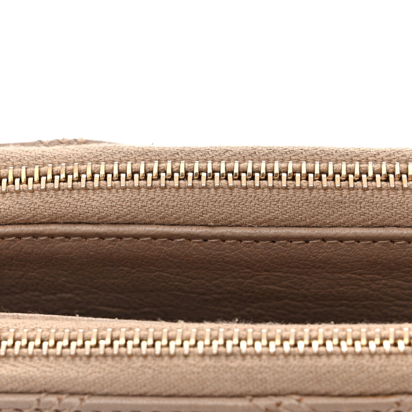 SAINT LAURENT Grained Lambskin Quilted Mini Becky Double Zip Bag Natural Tan