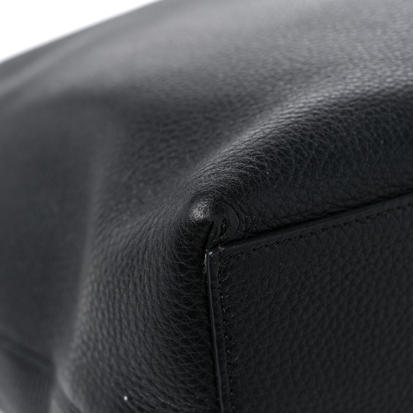 Grained Calfskin Rockstud Shoulder Tote Black