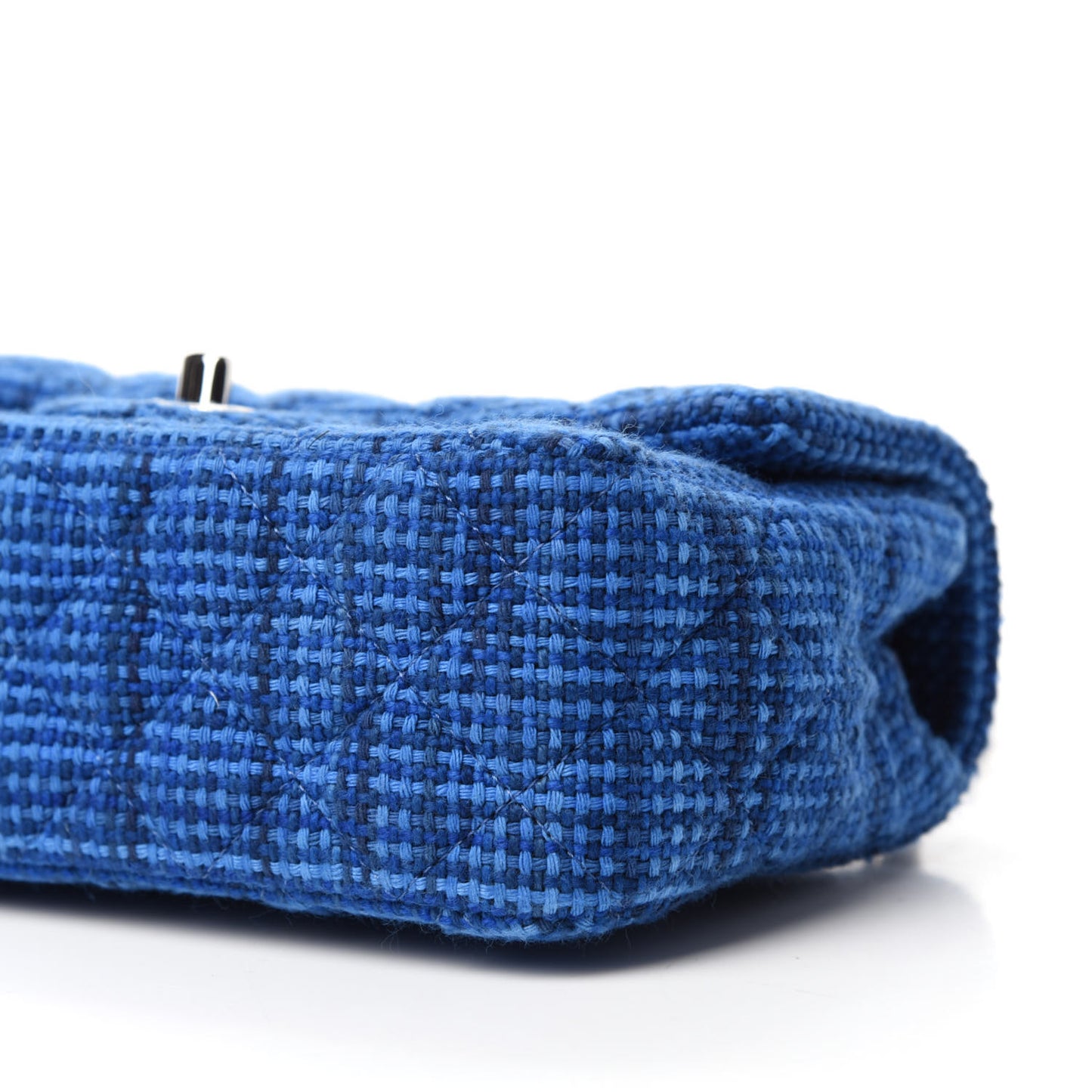 Tweed Quilted Mini Rectangular Flap Navy Blue