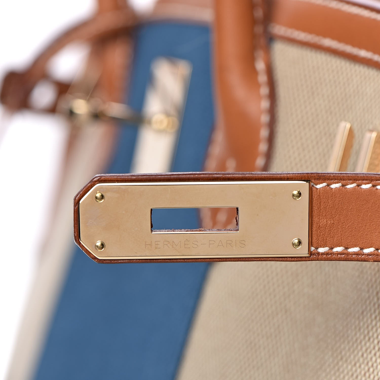 Hermes Toile Natural Barenia Flag Birkin 40 Fauve 17 of 33