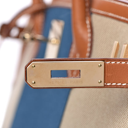 Hermes Toile Natural Barenia Flag Birkin 40 Fauve 17 of 33