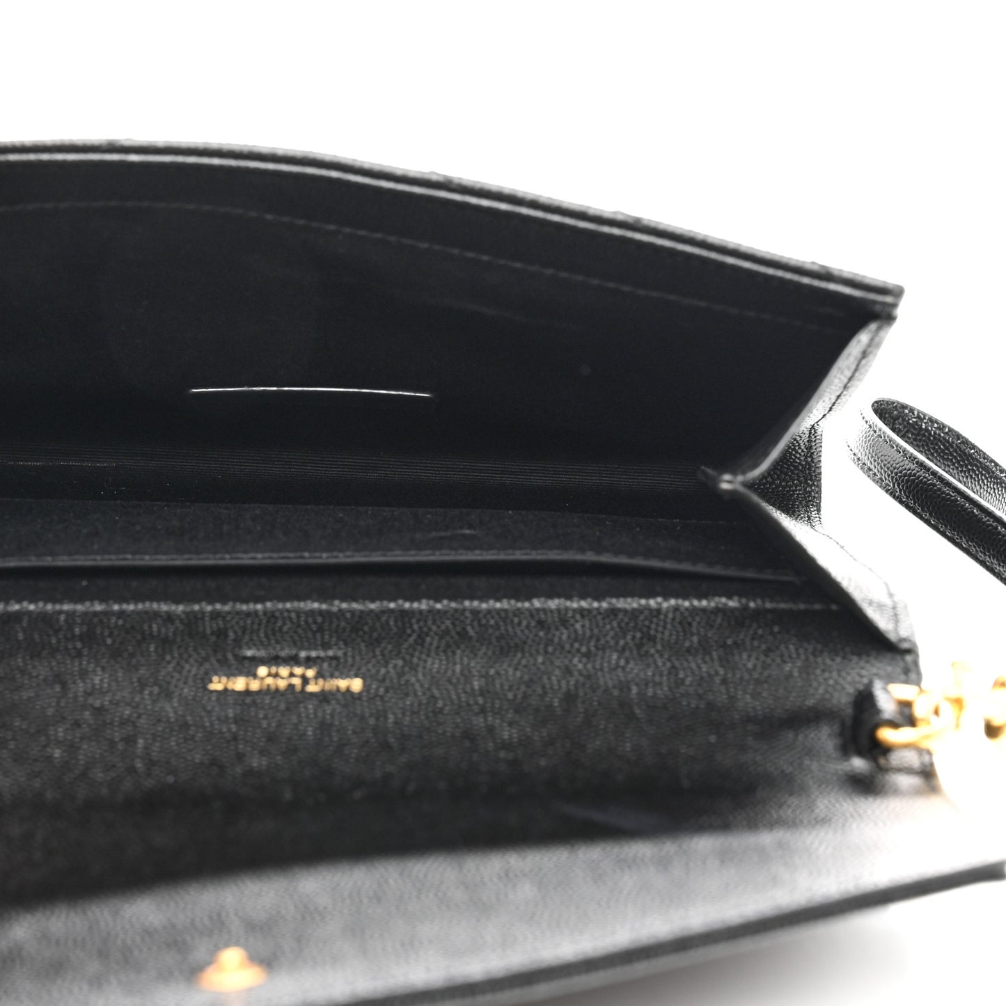 Grain De Poudre Matelasse Chevron Monogram Envelope Clutch Black