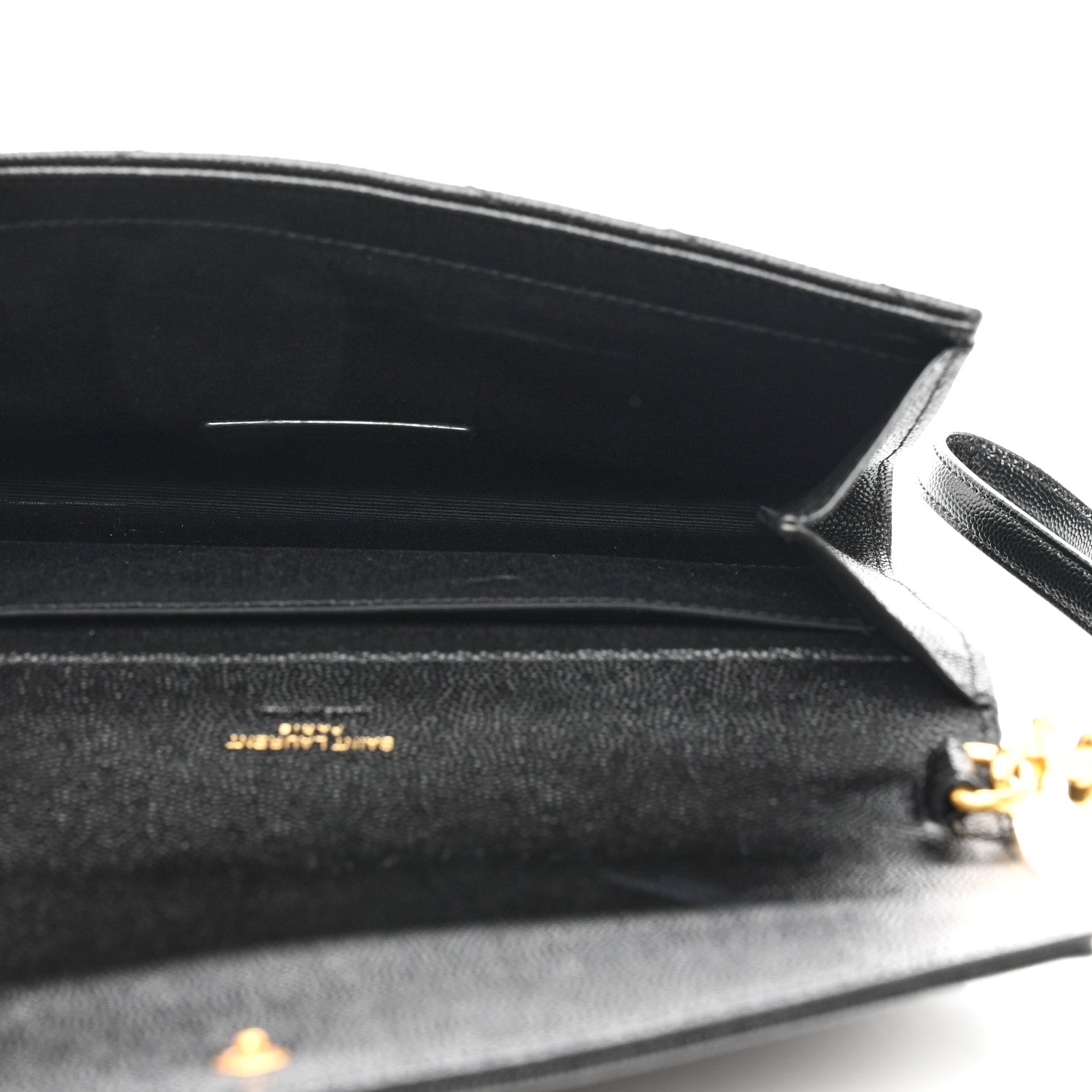 Saint Laurent Grain De Poudre Matelasse Chevron Monogram Envelope Clutch Black 5 of 8