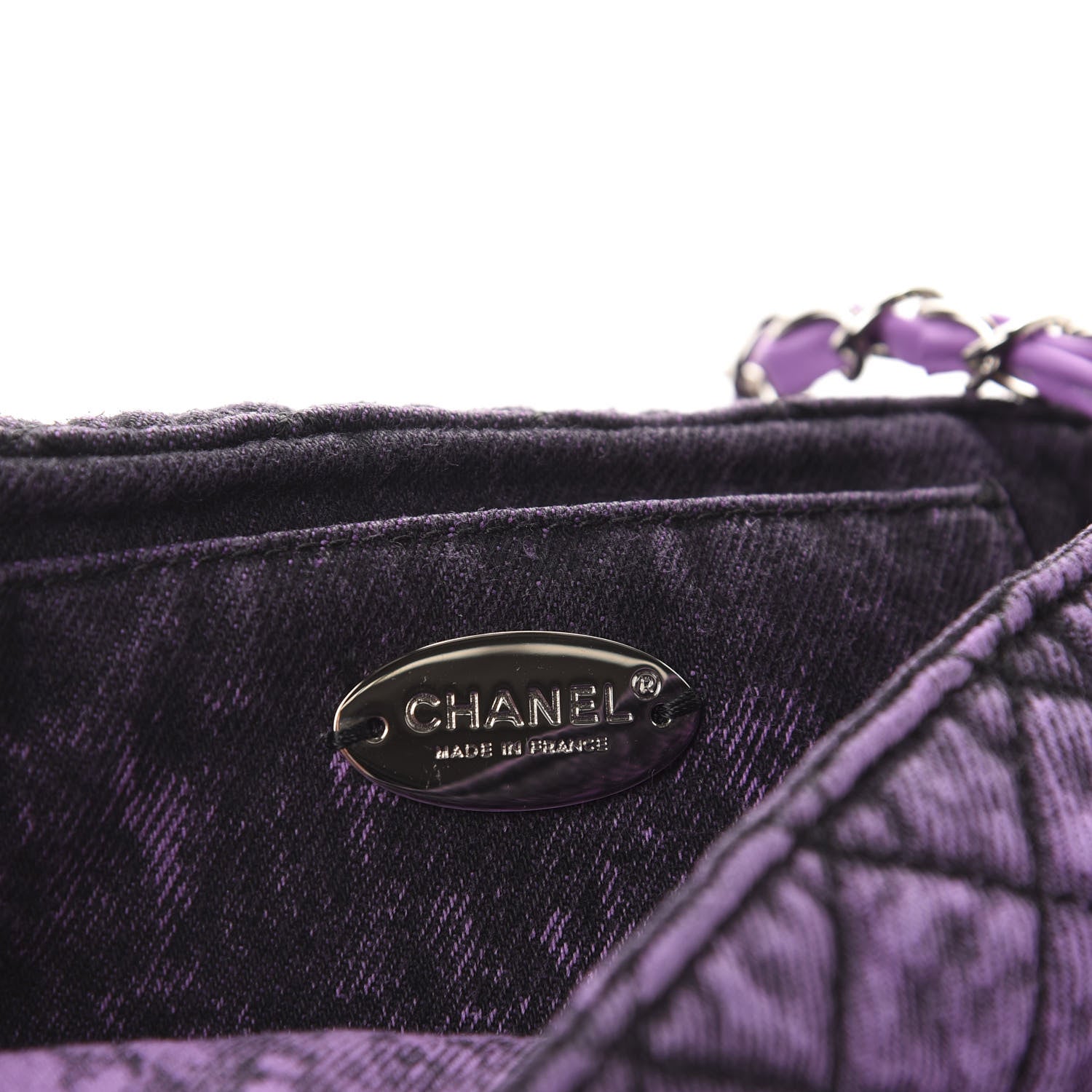 Chanel Washed Denim Quilted Small Denimpression Flap Violet Purple Black 8 of 11