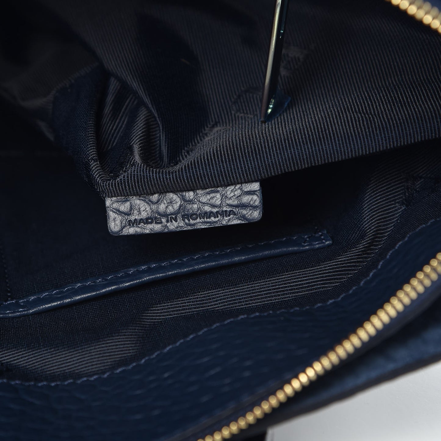 Heritage Grain Check Embossed Medium Dewsbury Tote Blue Carbon