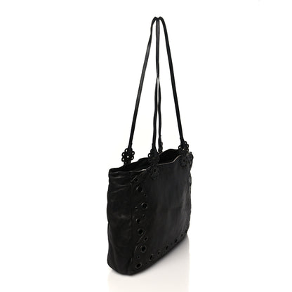 Prada Soft Calfskin Studded Tote Black 2 of 9