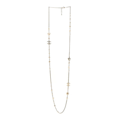Chanel Metal Resin Pearl Star CC Necklace Gold 3 of 6
