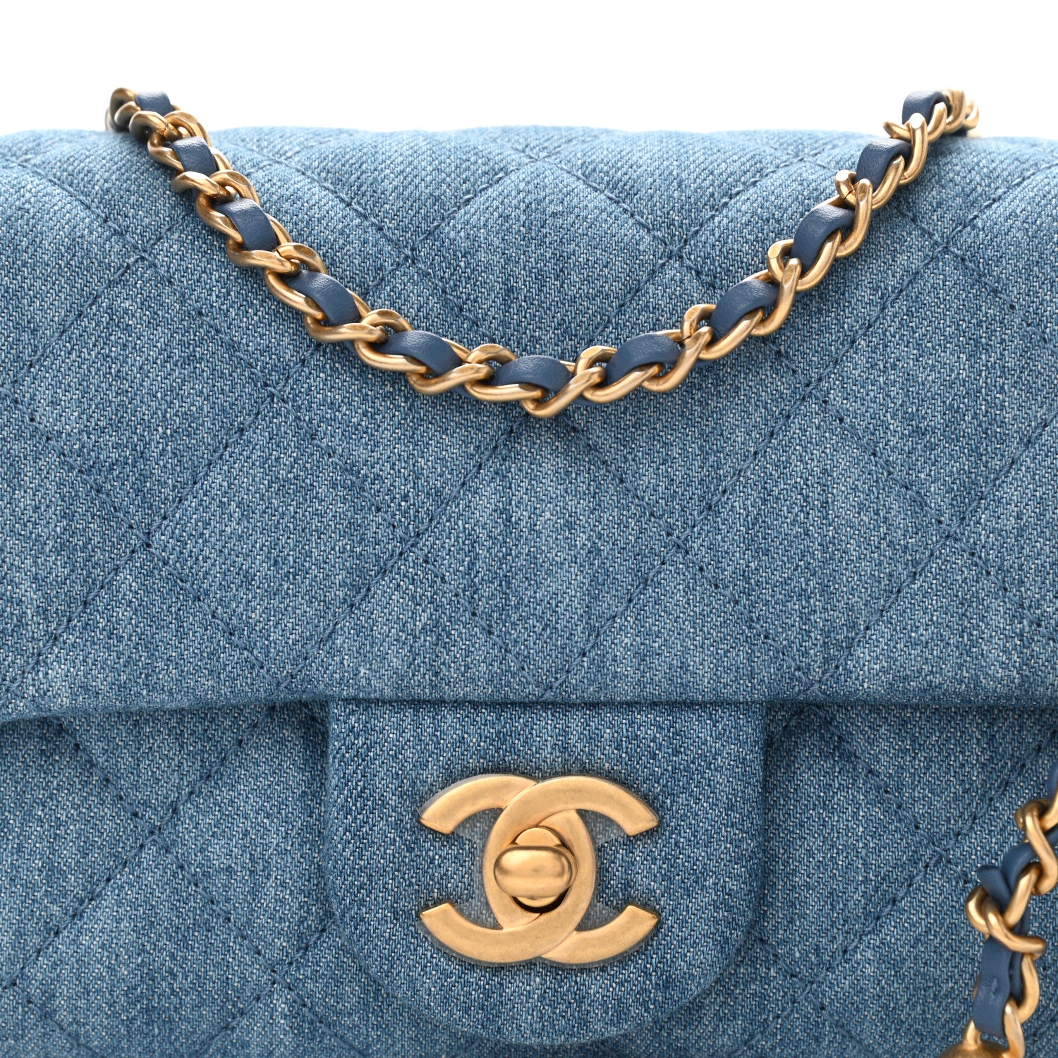 Chanel Denim Quilted Mini Pearl Crush Rectangular Flap Blue 8 of 11