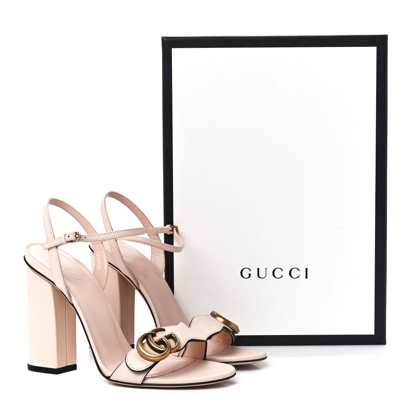 Lifford Calfskin GG Marmont Ankle Wrap 105mm Sandals 38 Skin Rose