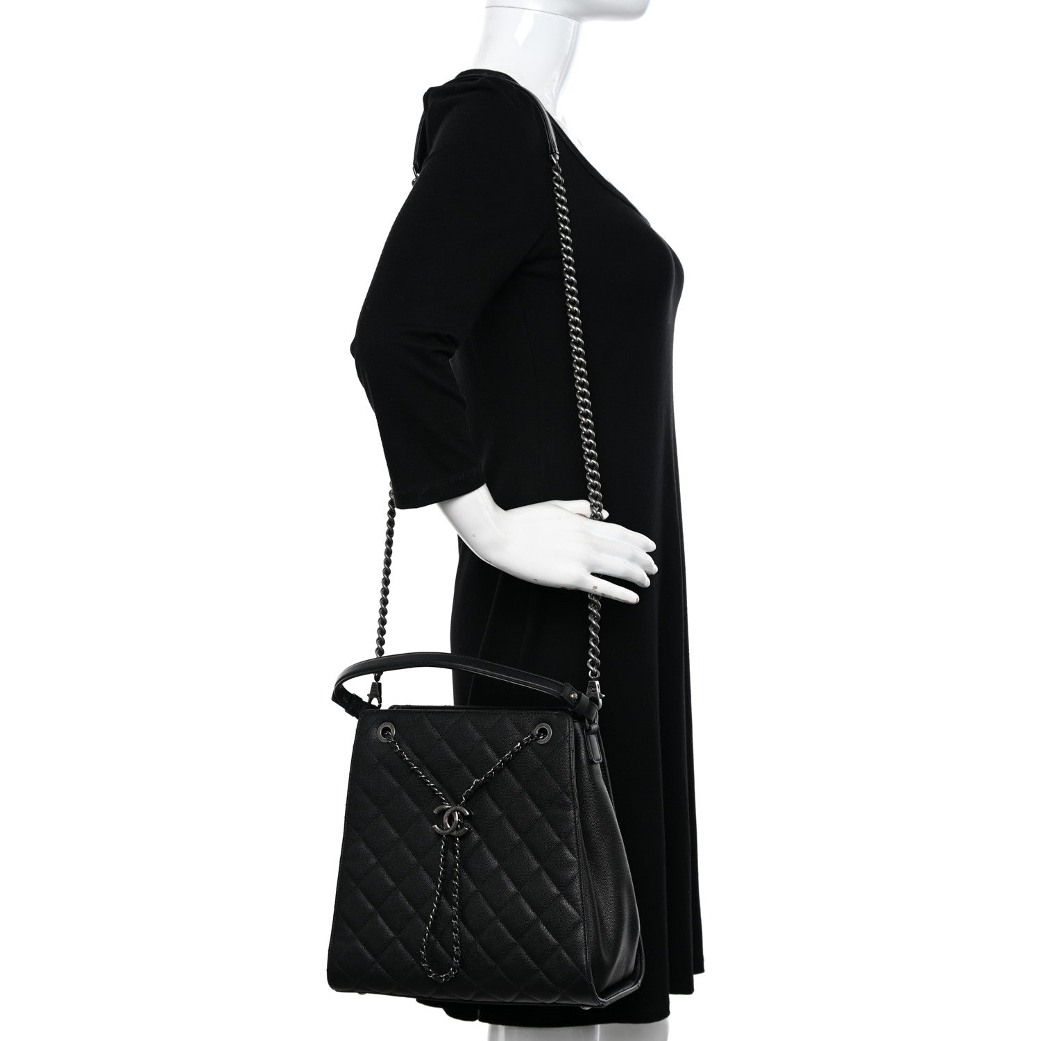 Chanel Caviar Quilted Medium CC Bucket Bag Black 2 of 13