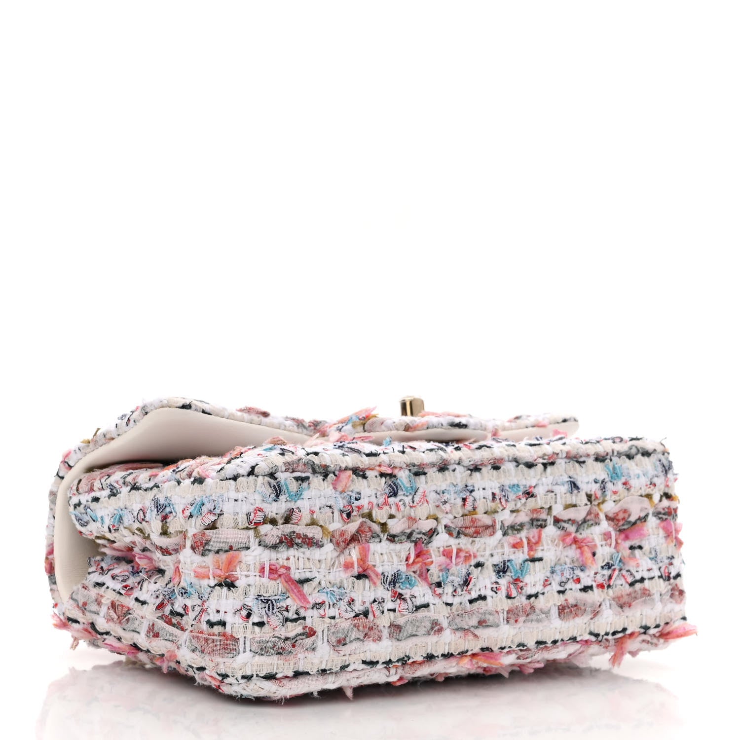 Chanel Tweed Quilted Mini Rectangular Flap Ecru Pink Blue Green 5 of 11