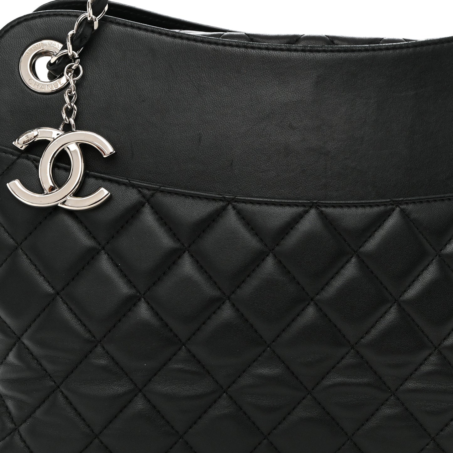 Lambskin Quilted Chanel 7 Tote Black