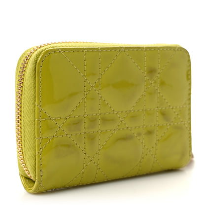Christian Dior Patent Cannage Small Lady Dior Voyageur Coin Purse Lime 3 of 7