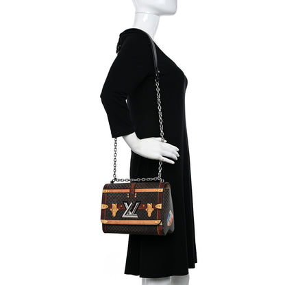 Louis Vuitton Transformed Damier Ebene Time Trunk Twist Shoulder Bag MM Black 2 of 10