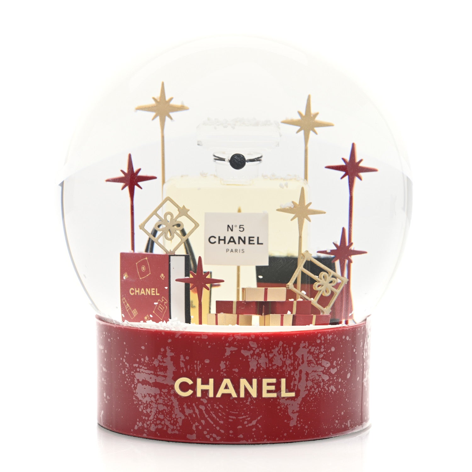 Chanel Glass N°5 Perfume Bottle Snow Globe Red 1 of 6
