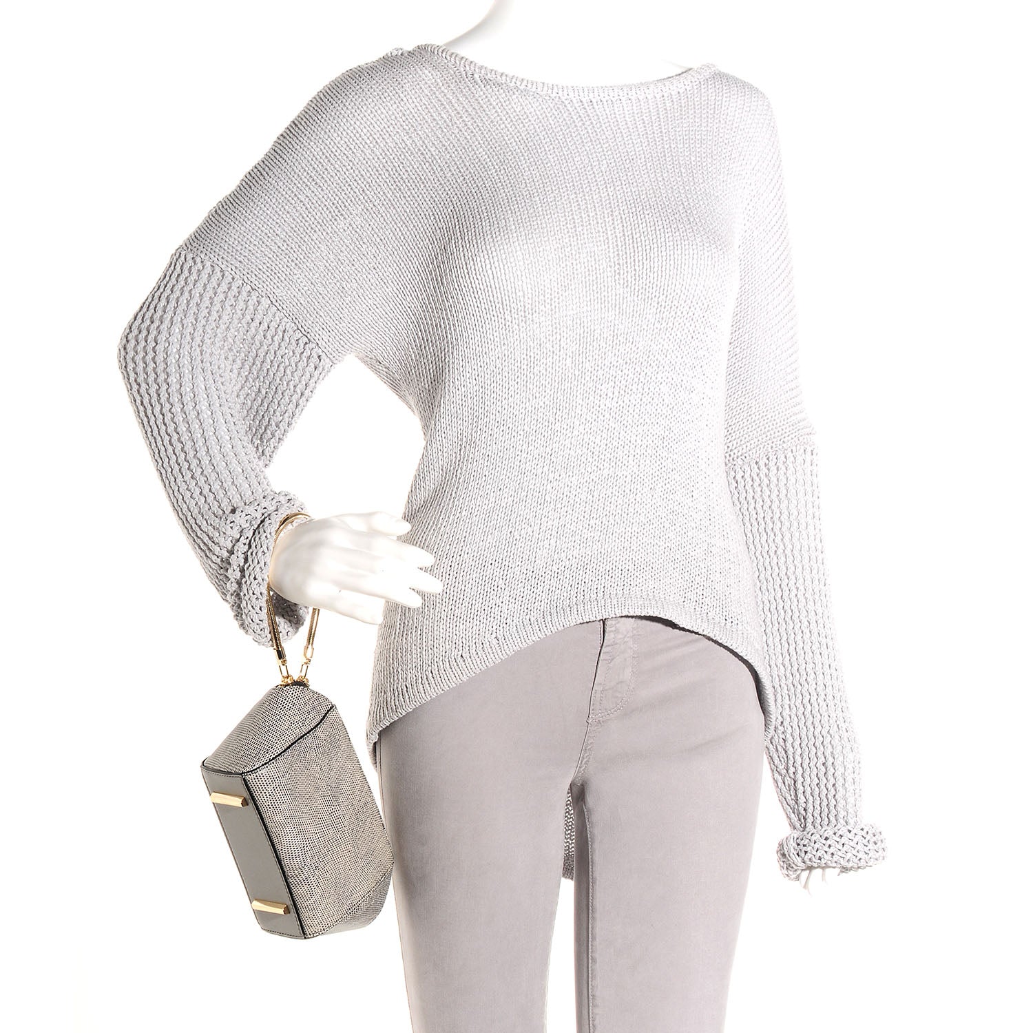 Alexander Wang Lizard Stamped Chastity Clutch Oyster 2 of 7
