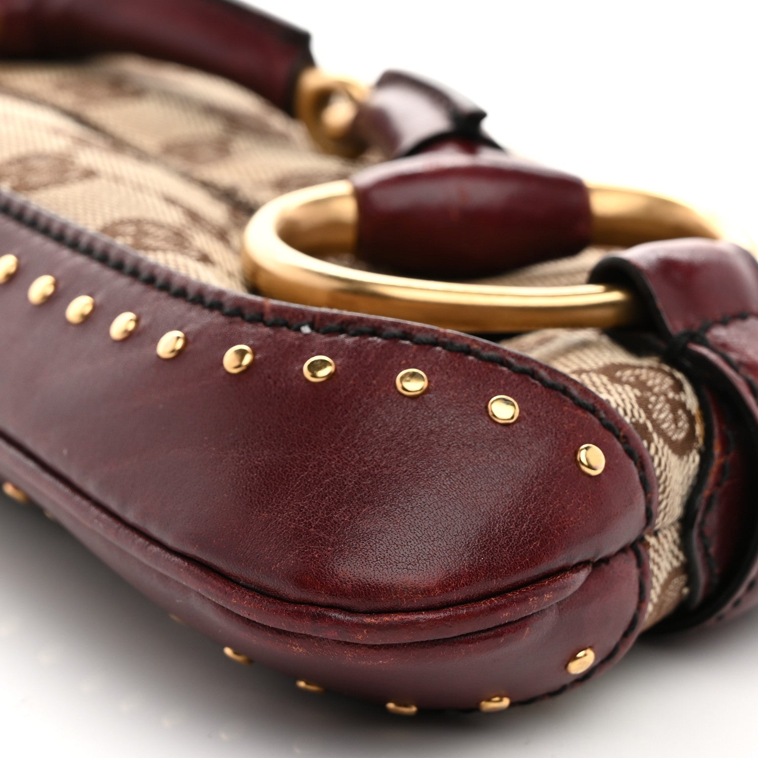Gucci Monogram Studded Small Horsebit Clutch Bordeaux 10 of 10