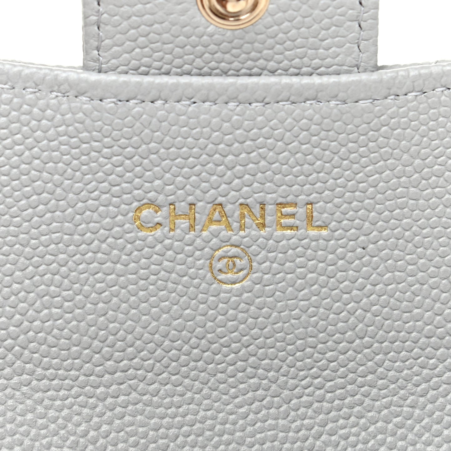 Caviar Quilted Flap Card Holder Wallet Grey