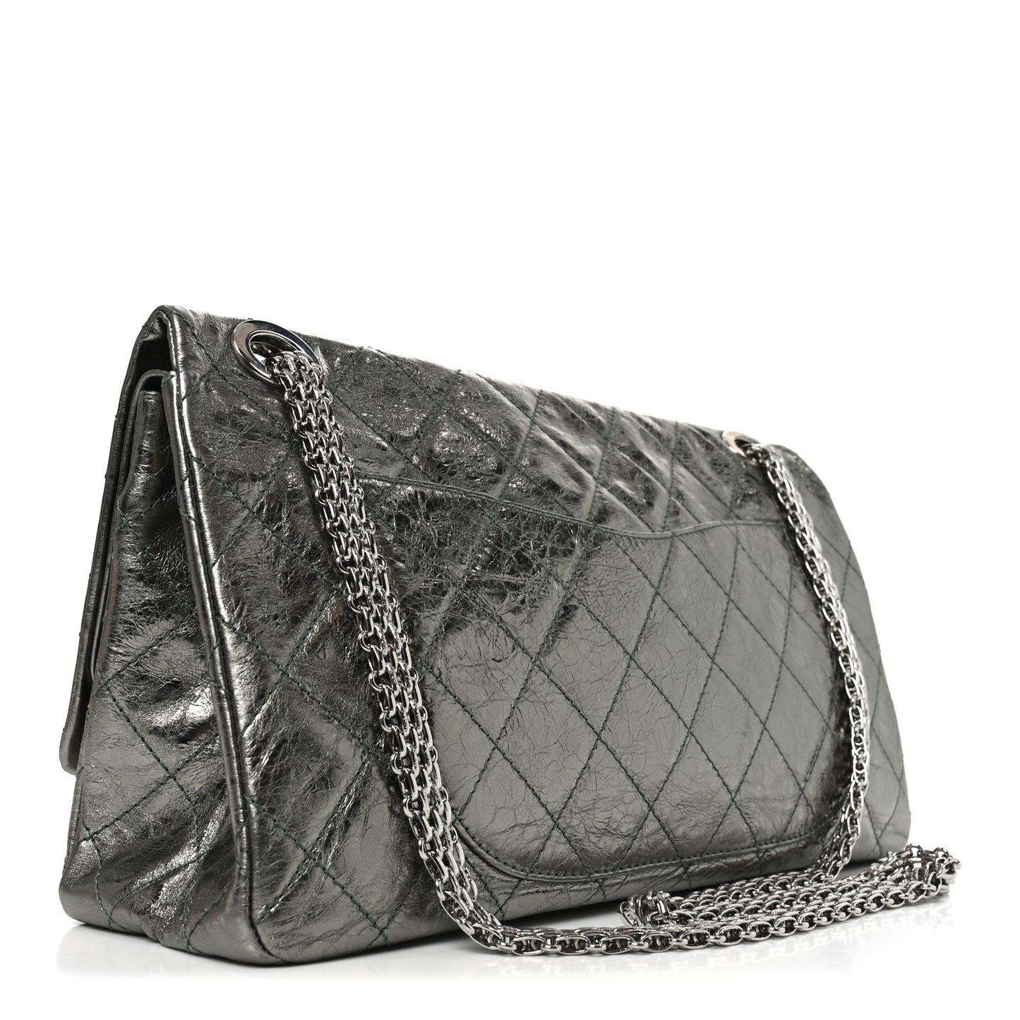 Metallic Aged Calfskin Quilted 2.55 Reissue 227 Flap Vert Fonce