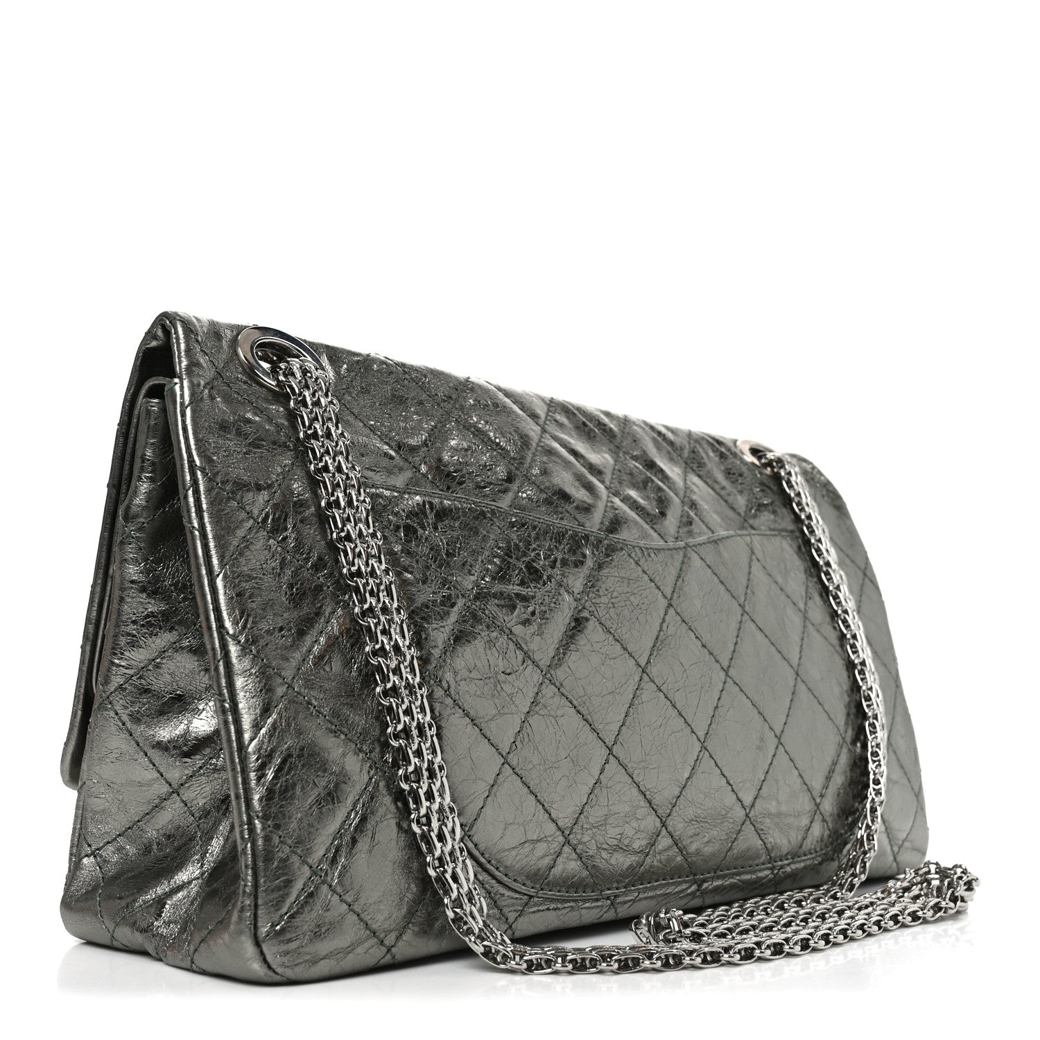 Chanel Metallic Aged Calfskin Quilted 2.55 Reissue 227 Flap Vert Fonce 3 of 10