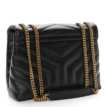 Saint Laurent Calfskin Y Quilted Monogram Small Loulou Chain Satchel Black 2 of 10