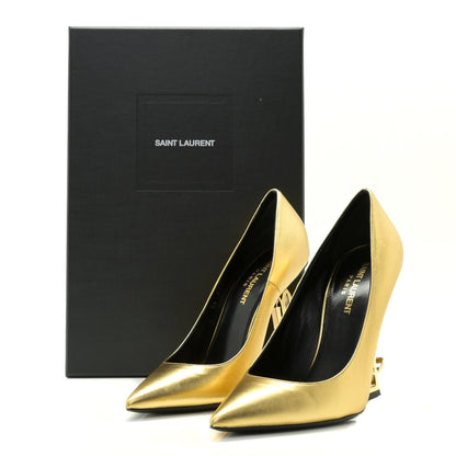 Saint Laurent Calfskin Opyum 100 Pumps 37 Gold 11 of 11