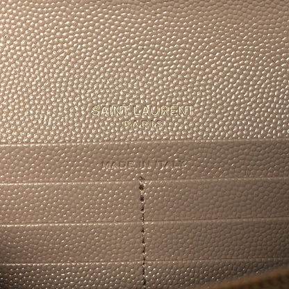 Saint Laurent Grain De Poudre Matelasse Chevron Monogram Flap Wallet Taupe 6 of 10