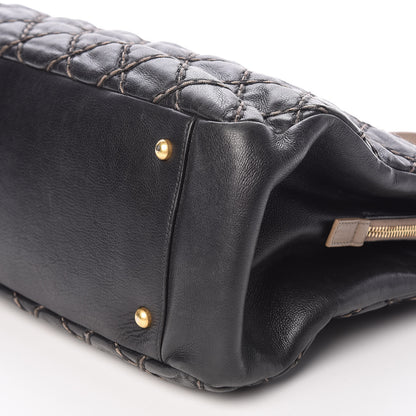 Chanel Calfskin Double Contrast Stitch Large Tote Black 9 of 9
