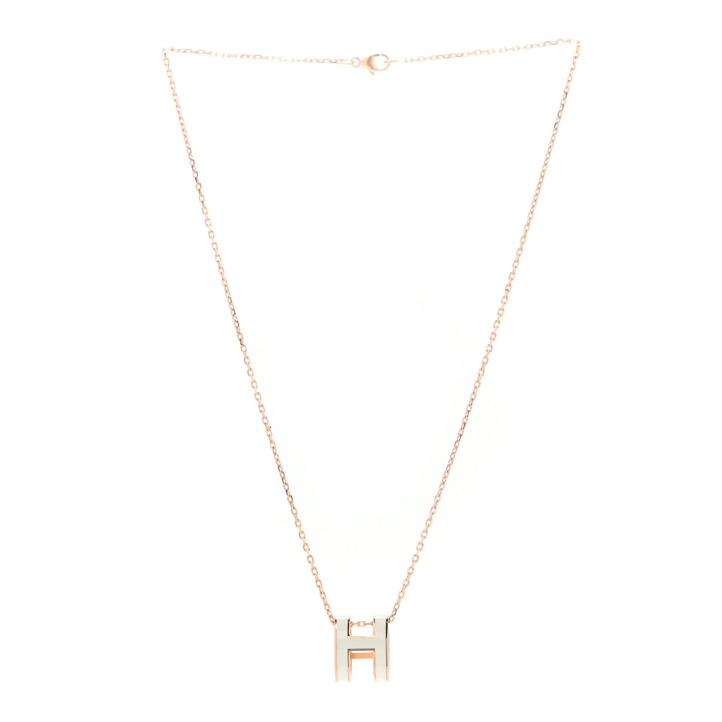 Lacquered Rose Gold Pop H Pendant Necklace White