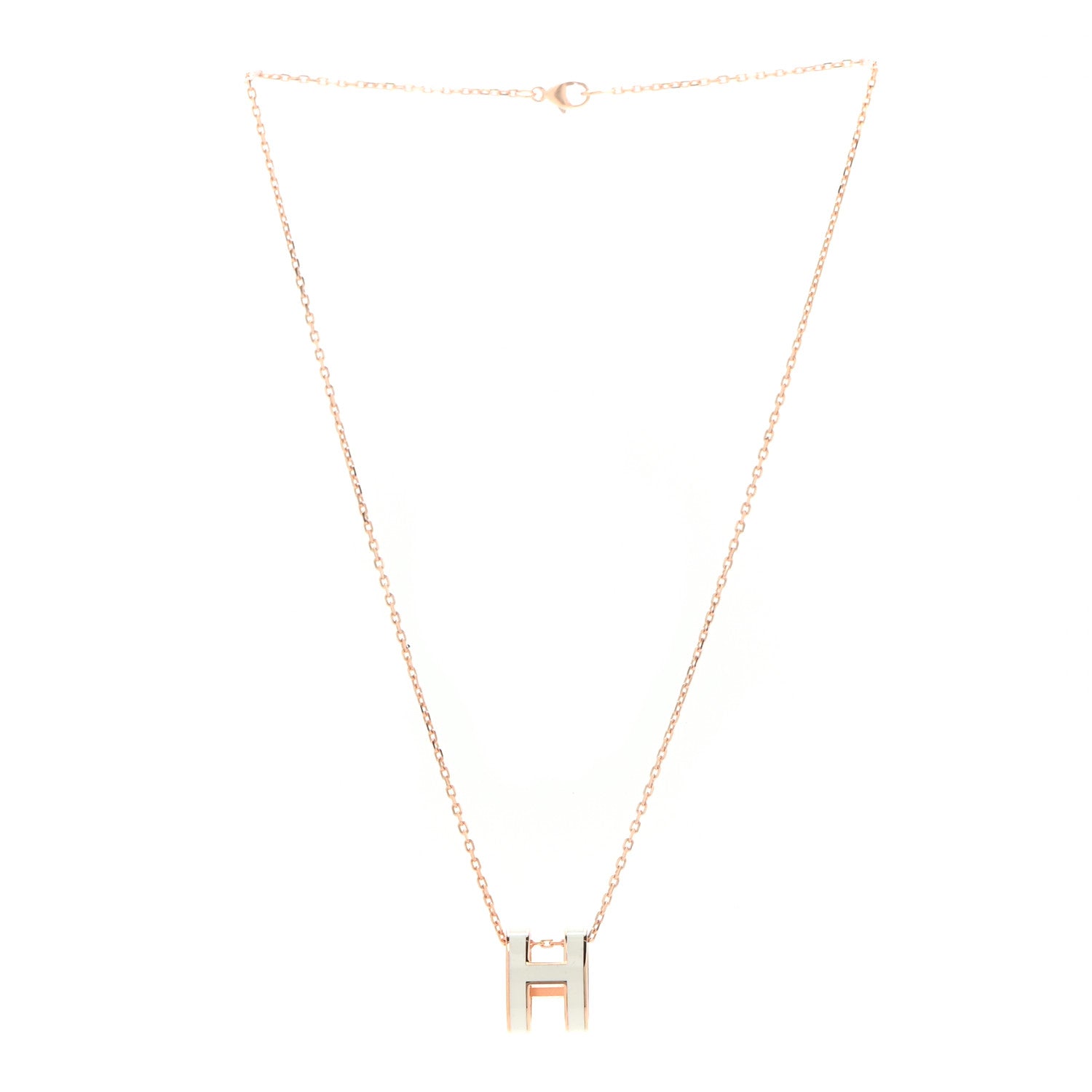 Hermes Lacquered Rose Gold Pop H Pendant Necklace White 3 of 5