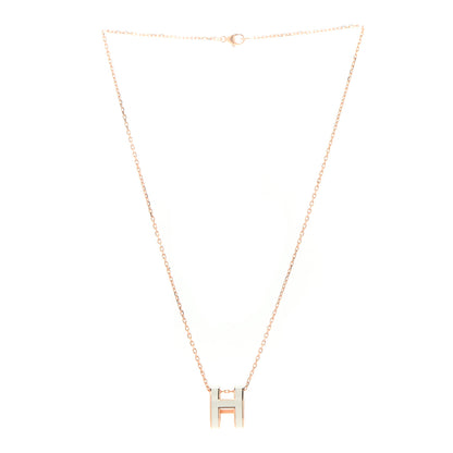 Hermes Lacquered Rose Gold Pop H Pendant Necklace White 3 of 5