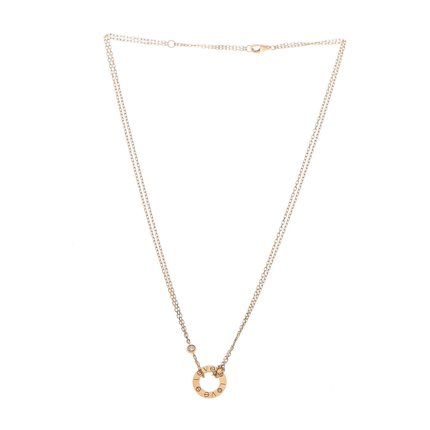 18K Yellow Gold 2 Diamond LOVE Necklace
