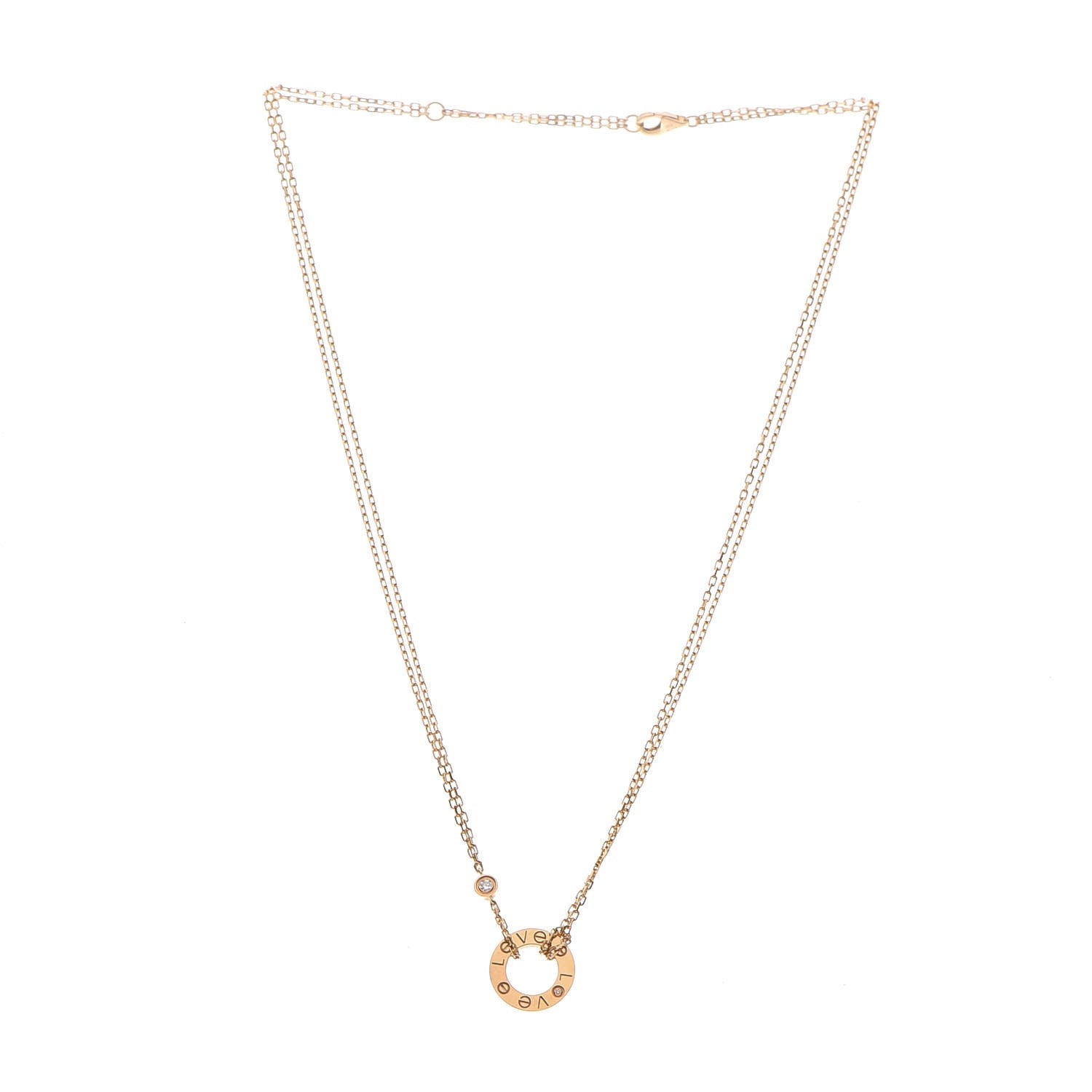 Cartier 18K Yellow Gold 2 Diamond LOVE Necklace 3 of 8
