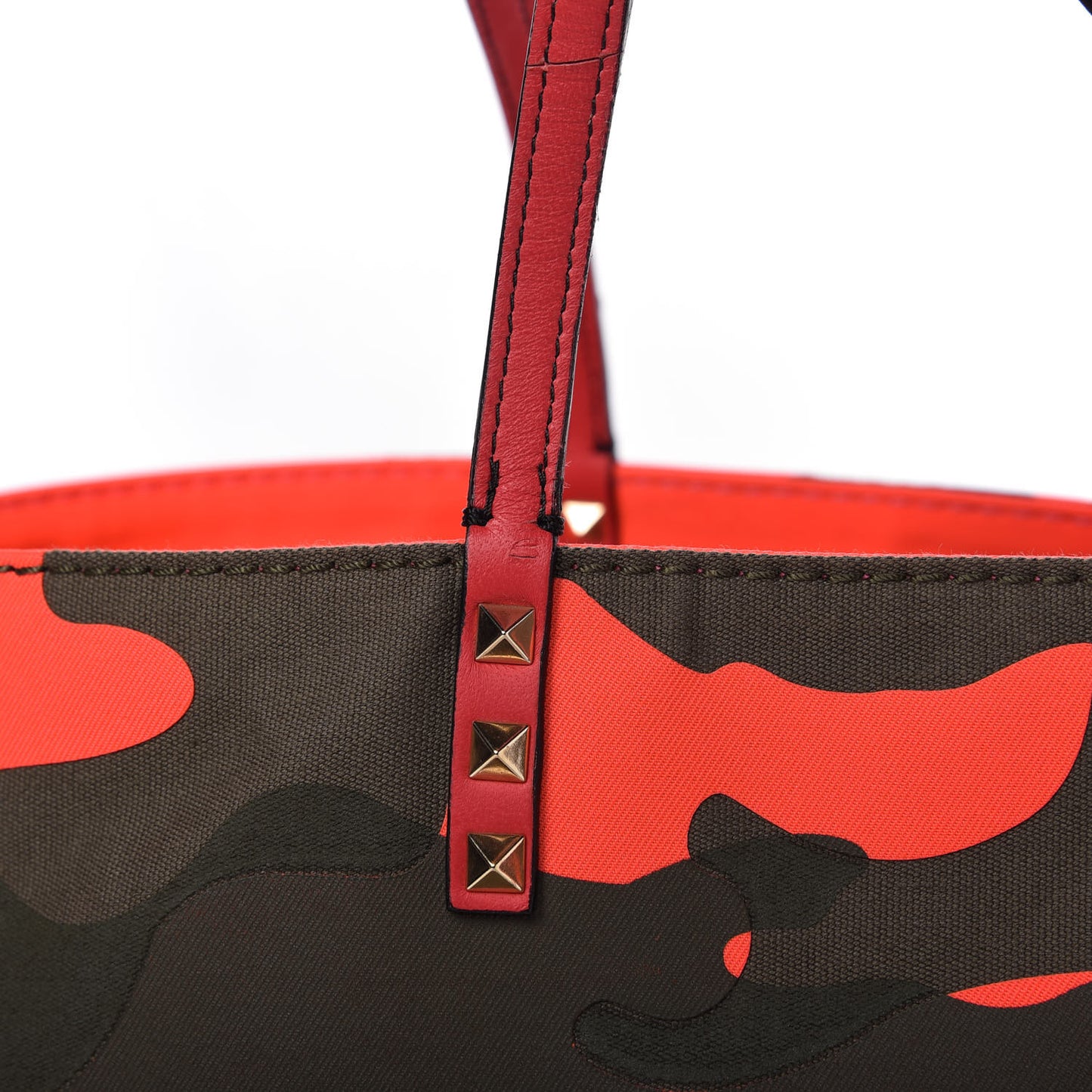 Canvas Camouflage Rockstud Reversible Tote Pink
