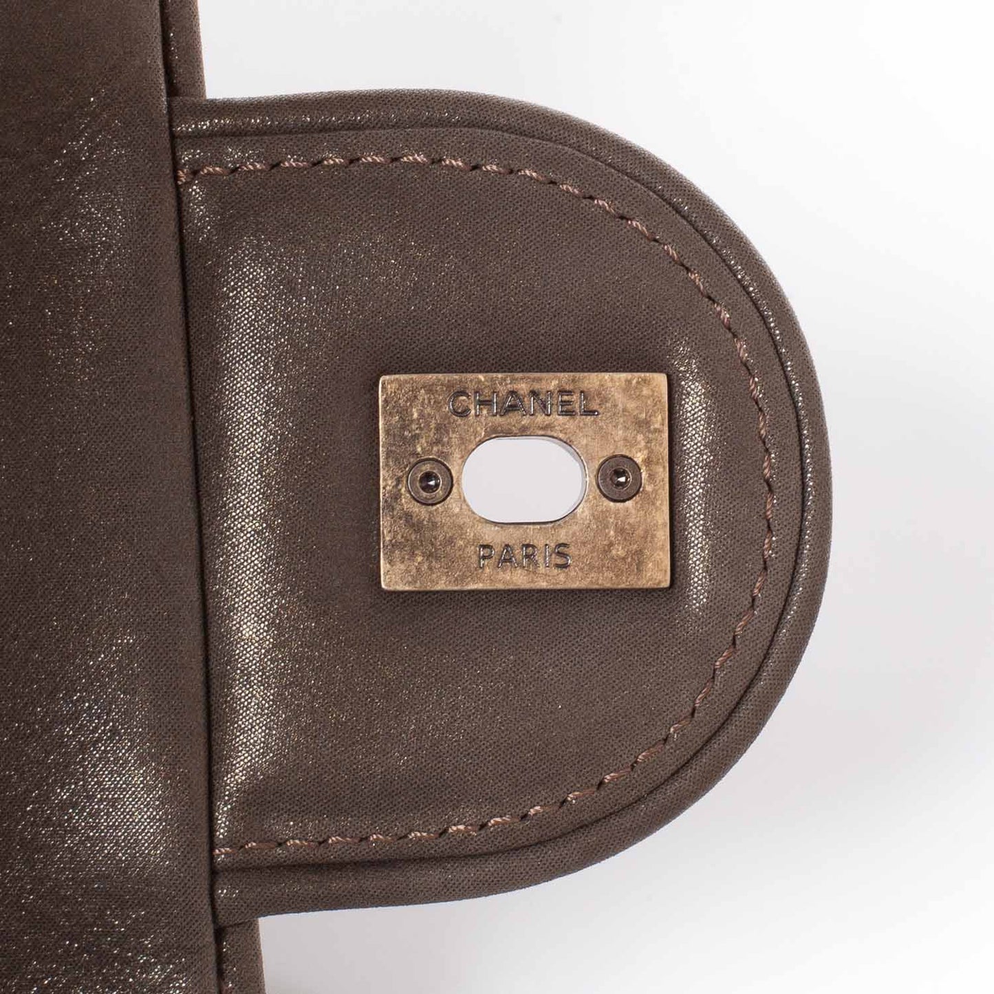 Iridescent Calfskin Small Shiva Flap Khaki