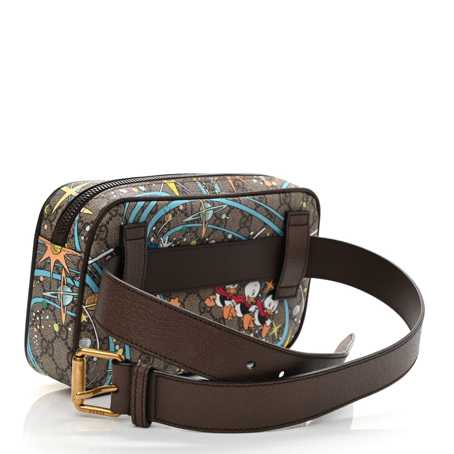 Gucci X DISNEY GG Supreme Monogram Donald Duck Small Interlocking G Belt Bag 90 36 Beige Multicolor New Acero 3 of 10