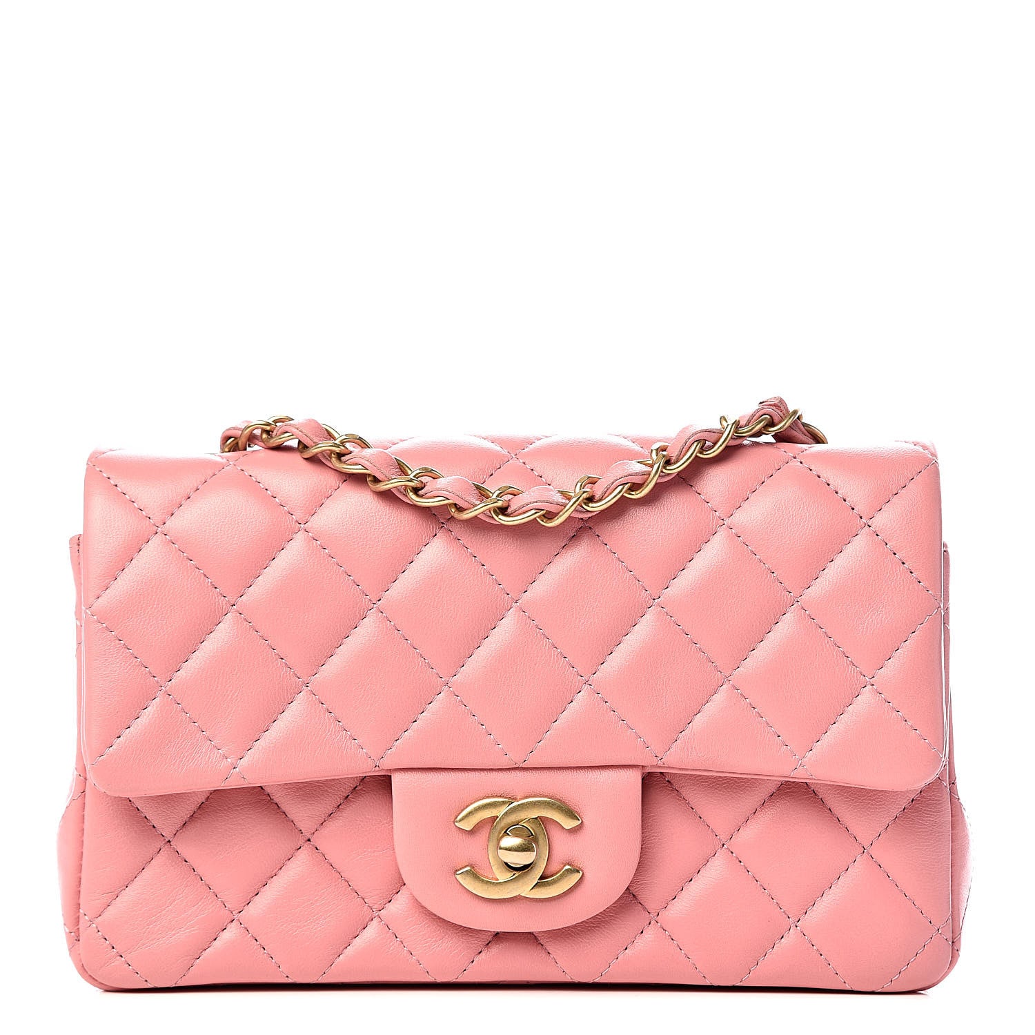 Chanel Lambskin Quilted Mini Rectangular Flap Pink 1 of 11