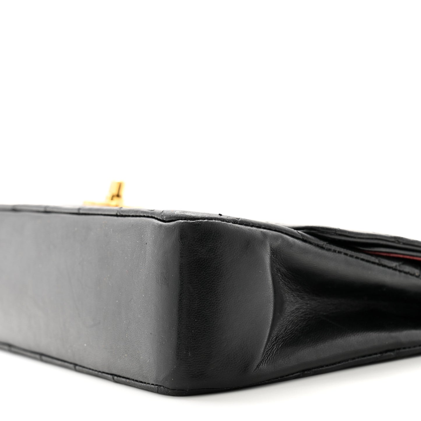 Lambskin Quilted Medium Double Flap Black