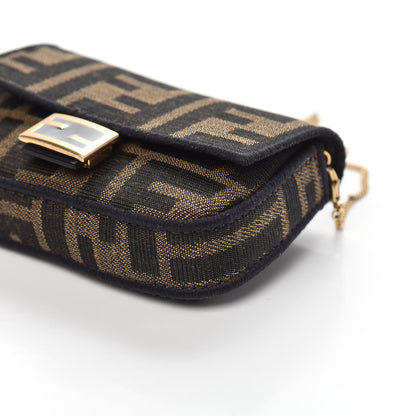 Fendi Fabric Jacquard FF 1974 Nano Baguette Charm Tobacco Moro Black 8 of 9